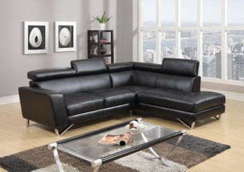 U9836 Sectional Sofa in Black Leatherette by Global [GFSS-U9836-SEC Black]