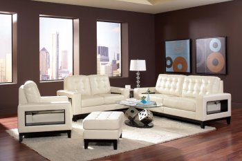 504421 Paige Sofa in Cream Bonded Leather by Coaster w/Options [CRS-504421 Paige]