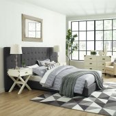 Sierra Upholstered Platform Queen Bed in Gray Fabric by Modway