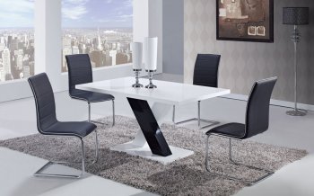 D490DT Dining Set 5Pc w/490DC Black Chairs by Global Furniture [GFDS-D490DT-D490DC-BL]