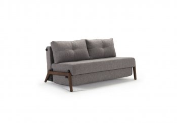 Cubed Sofa Bed in Gray Fabric w/Wood Legs by Innovation [INSB-Cubed-02-Wood-521]