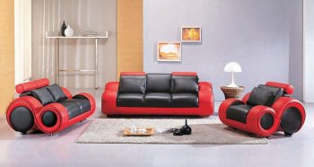 Black & Red Two-Tone Leather 3Pc Modern Living Room Set [VGS-4088-Black-Red]
