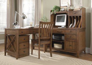 Hearthstone 4pc Office Desk Set 382-HO in Rustic Oak w/Options [LFOD-382-HO-Hearthstone]