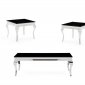 T858 Coffee Table & 2 End Tables Set by Global in Chrome & Black