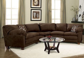 Brown Micro Suede Casual Sectional Sofa w/Super-Soft Arm Pillows [HLSS-U465]