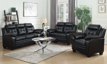 Finley Sofa & Loveseat Set 506551 in Black Leatherette - Coaster [CRS-506551-Finley]