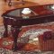 Rich Cherry Traditional 3Pc Coffee Table Set w/Glass Inserts
