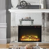 Nysa Fireplace 90204 in Mirror by Acme w/Adjustable Temperature