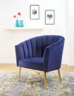 Colla Set of 2 Accent Chairs 59815 in Blue Velvet & Gold by Acme