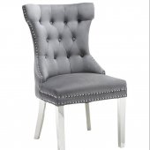 Venice Dining Chair Set of 2 in Gray Velvet