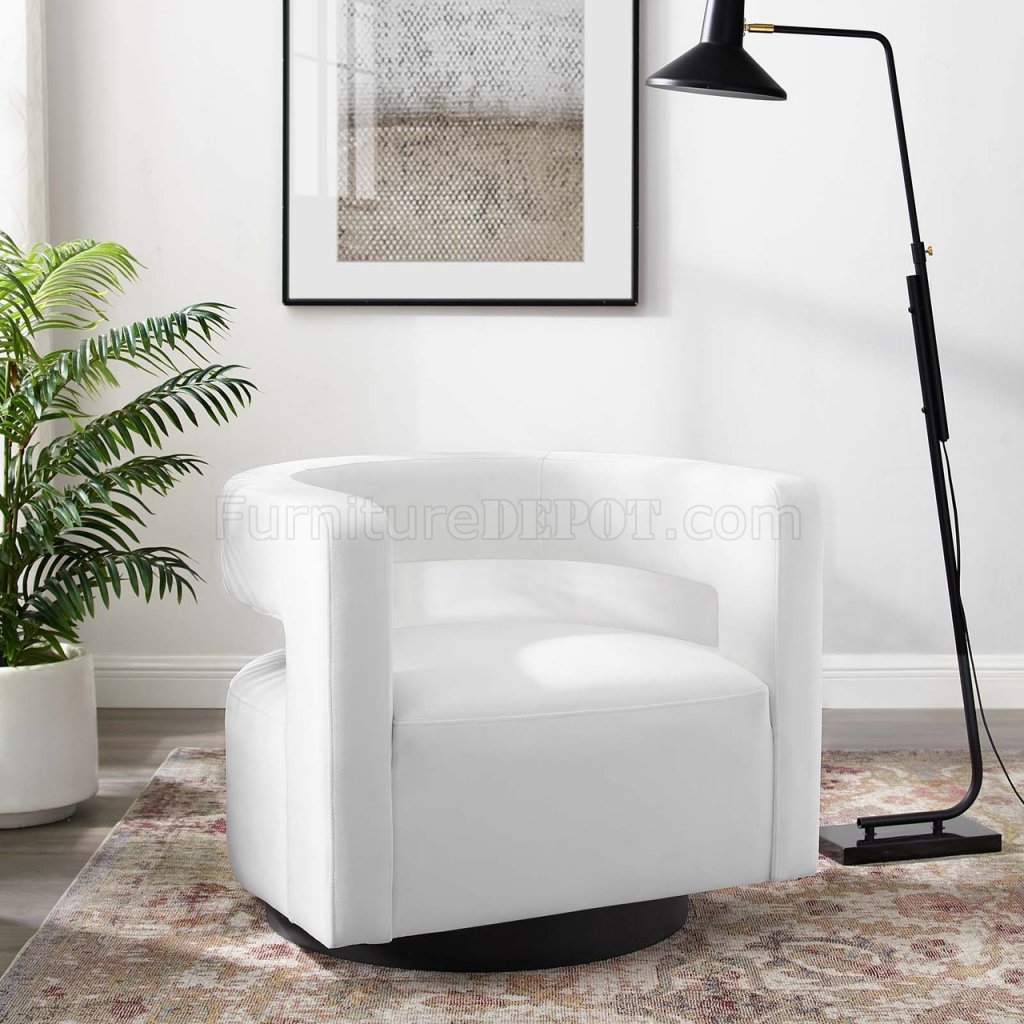 Spin Swivel Accent Chair In White, White Swivel Chairs For Living Room