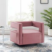 Booth Swivel Accent Chair in Dusty Rose Velvet by Modway