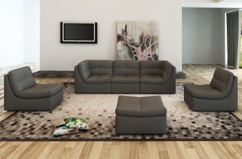 Lego Modular Sectional Sofa 6Pc Set in Grey Leather by J&M [JMSS-Lego Grey 6pc]