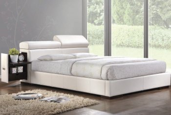 Manjot Upholstered Bed 20420 in White Leatherette by Acme [AMB-20420 Manjot]
