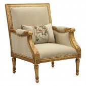 Daesha Accent Chair 50838 in Beige Fabric & Antique Gold by Acme