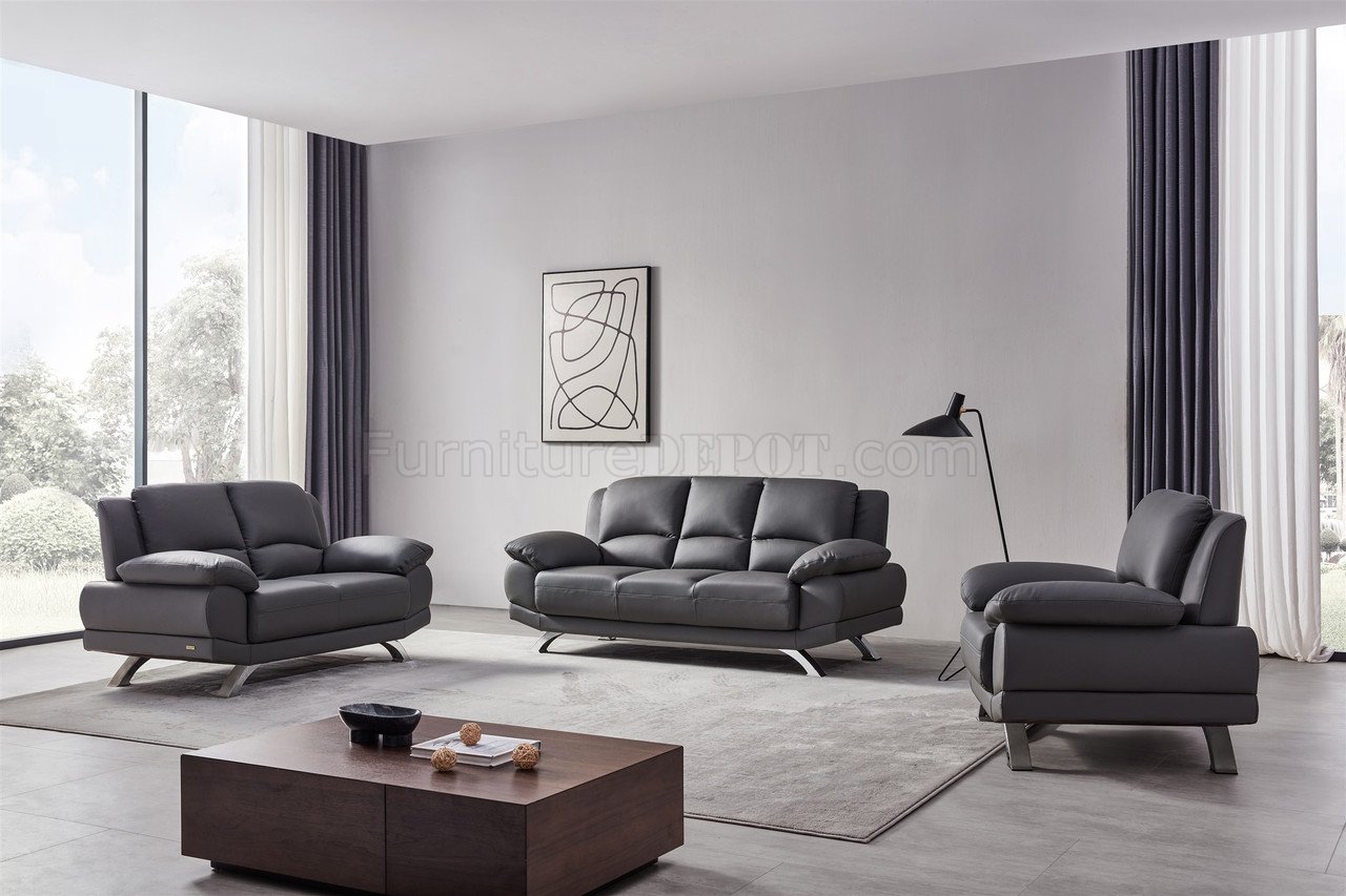 117 Sofa in Gray Leather by Beverly Hills w/Options - Click Image to Close