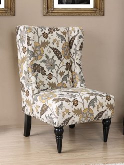Elche Set of 2 Accent Chairs CM-AC6182B in Floral Pattern Fabric