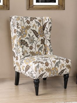 Elche Set of 2 Accent Chairs CM-AC6182B in Floral Pattern Fabric [FACC-CM-AC6182B-Elche]