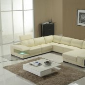 T132 Sectional by VIG in Ivory Leather