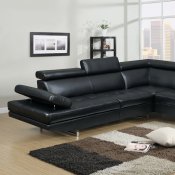 4010 Sectional Sofa in Black Bonded Leather