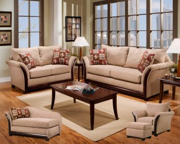 Cream Fabric Modern Sofa & Loveseat Set w/Optional Items [CHFS-V4-8100-Cream]