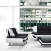 Yelly Sofa & Loveseat Set in Black and White Leatherette