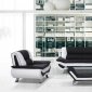Yelly Sofa & Loveseat Set in Black and White Leatherette
