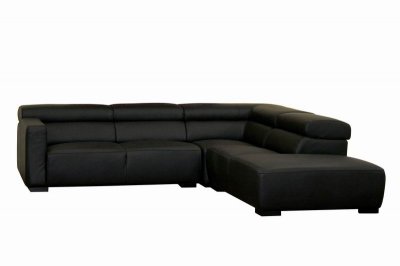 Oversized Modern Black Leather Sectional Sofa