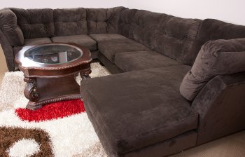 Mocha Brown Suede Fabric Modern 3PC Sectional Sofa [KCSS-H96-ELI]