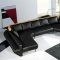 Black Leather Modern Sectional Sofa w/Steel Legs