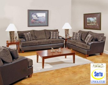 Chocolate Microfiber Sofa & Loveseat w/Optional Ottoman & Chair [CHFS-SU-6925011-Serta Annabelle]