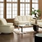 White Bonded Leather 3PC Living Room Set w/Swivel Chair
