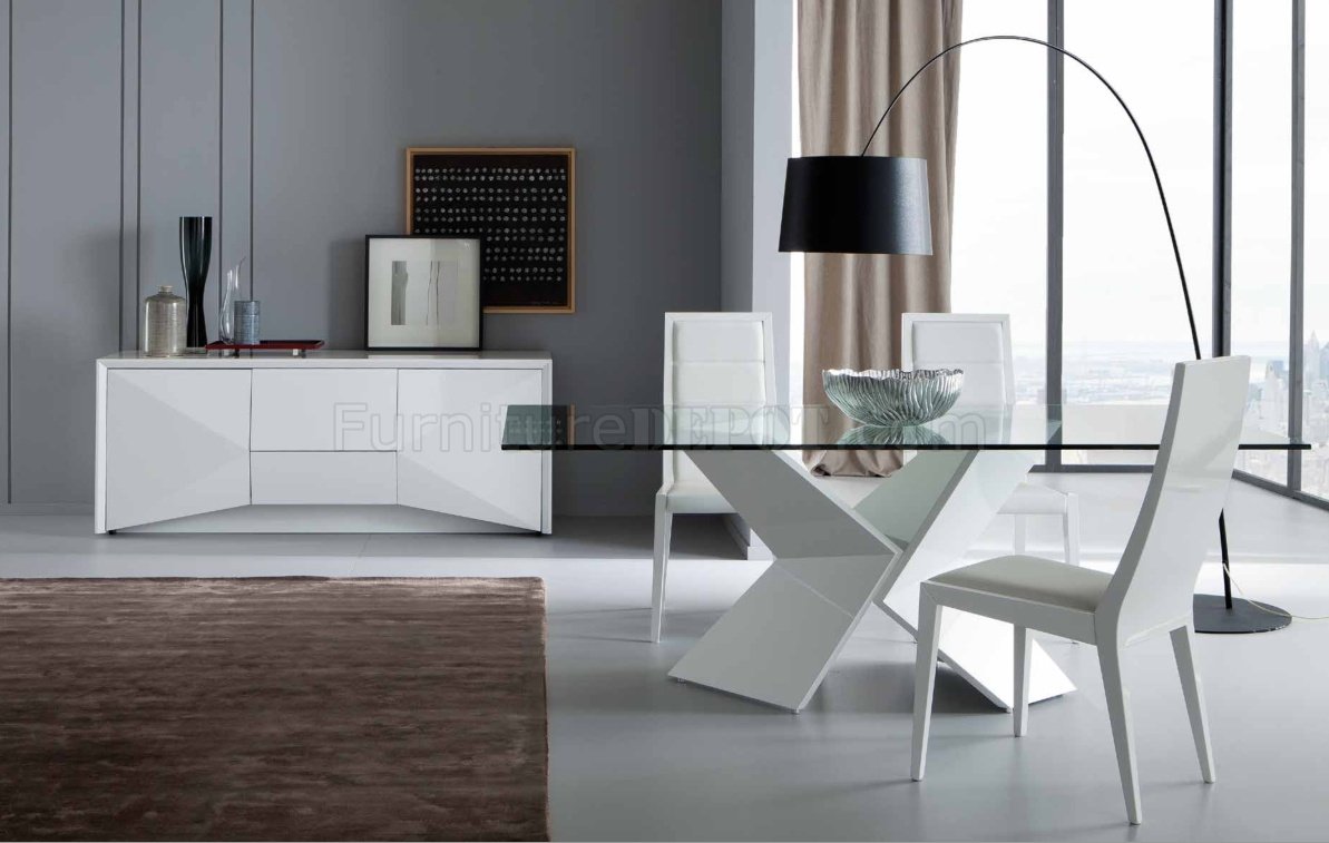 Sapphire Dining Table in White by Rossetto w/Optional Items - Click Image to Close