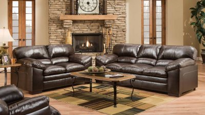 8051 Sofa in Brown Faux Leather w/Options