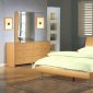 Maple Finish Contemporary Bedroom with Platform Bed