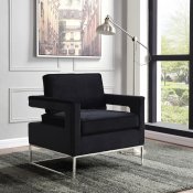 Noah Accent Chair 510 in Black Velvet Fabric by Meridian