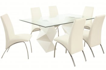 Ophelia Dining Table 121571 in White by Coaster w/Options [CRDS-121571 Ophelia]