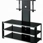 Black Glass & Metal Modern TV Stand w/Multi-Positions Height