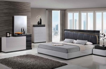 Lexi Bedroom in Silver & Gray by Global w/Platform Bed & Options [GFBS-Lexi Silver Gray]
