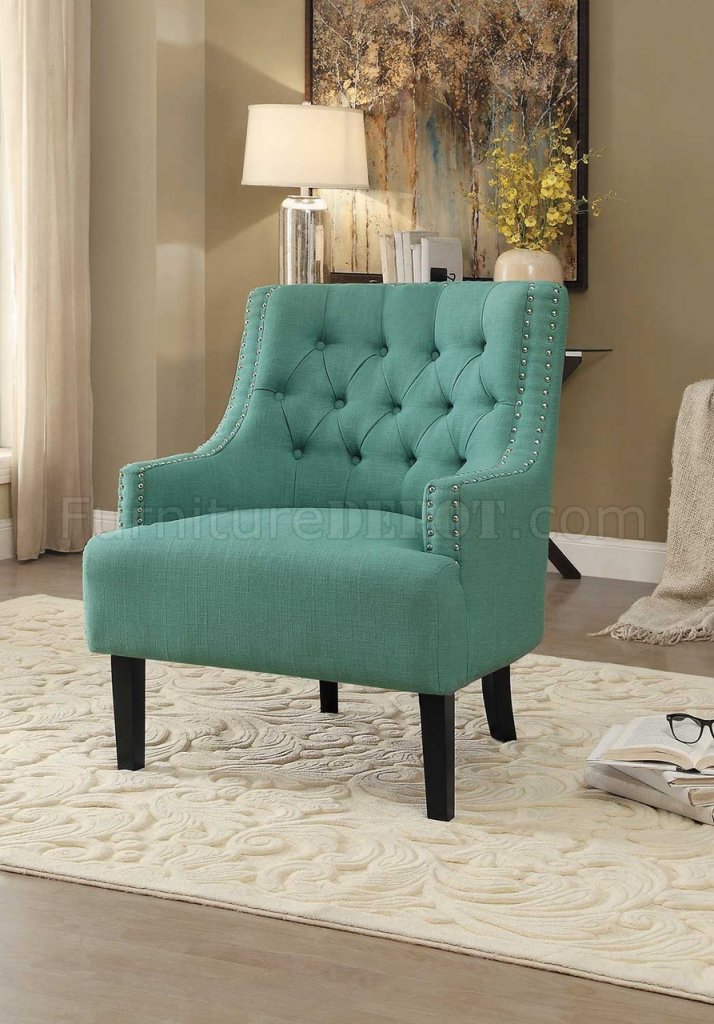 Charisma Accent Chair 1194TL in Teal Fabric by Homelegance - Click Image to Close