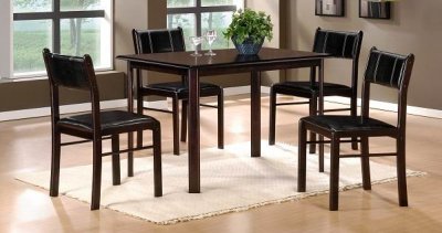 Espresso Finish Modern 5Pc Dinette Set w/Faux Leather Chairs