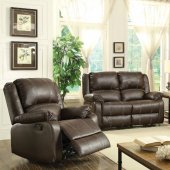 Zuriel Motion Sofa 52280 in Brown PU by Acme w/Options