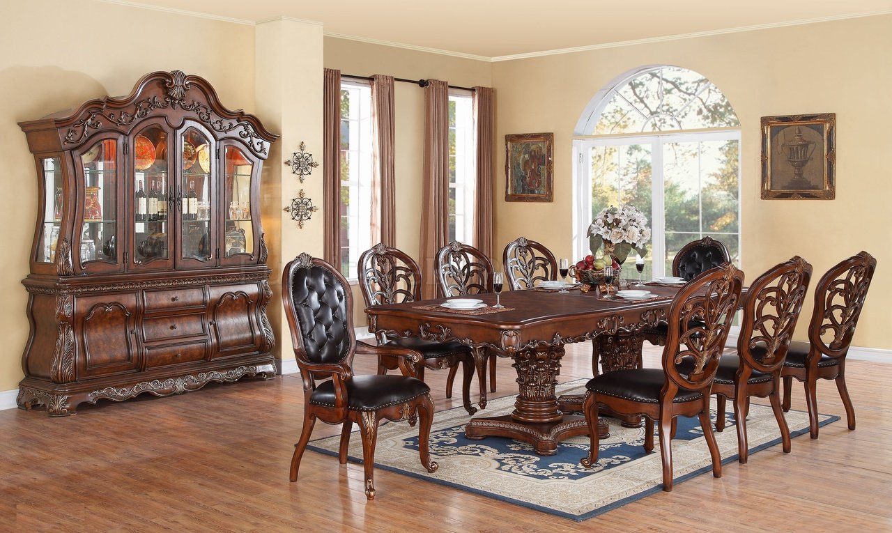 Cleopatra Dining Table 7pc Set W Optional Buffet With Hutch