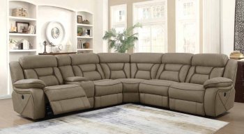 Camargue Power Motion Sectional Sofa 600380 in Tan by Coaster [CRSS-600380 Camargue]
