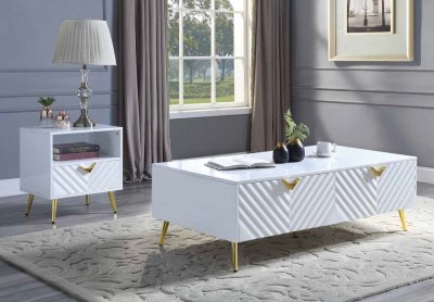 Gaines Coffee & End Tables 3Pc Set LV01139 in White by Acme