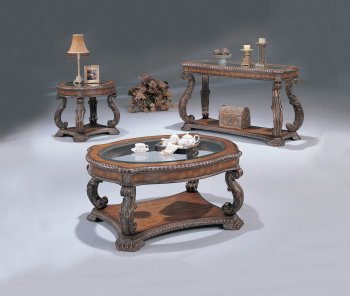 Garroway Coffee Table Set 3892 in Antique Cherry by Coaster [CRCT-3892 Garroway]