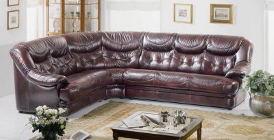 Burgundy Brown Leather Sectional Sofa