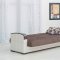 Brown Fabric & Light Vinyl Two-Tone Modern Sofa Bed w/Options