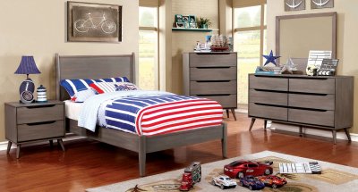 Lennart CM7386GY-T 4Pc Kids Bedroom Set in Grey w/Options