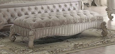 Versailles Bench 96540 in Bone White & Ivory Fabric by Acme
